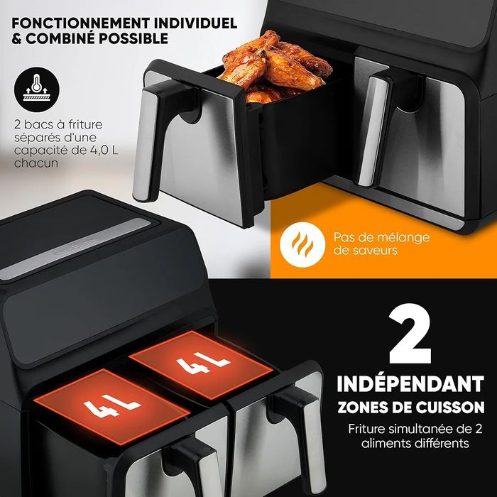 Ног двоен фритюрник с горещ въздух/Air Fryer  ProfiCook 8 литра