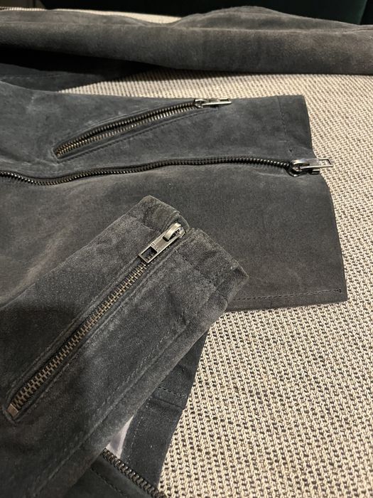 Geaca din piele gri-34