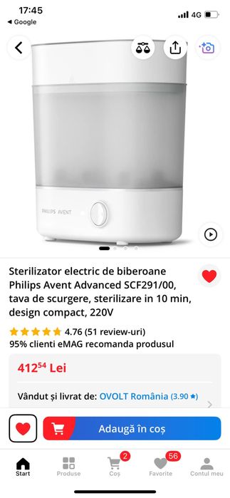 Sterilizator electric de biberoane