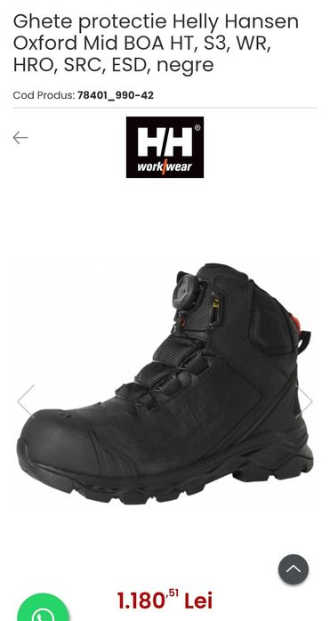 Ghete protecție 40 Helly Hansen Oxford Mid BOA HT. S3, WR, HRO SRC ESD
