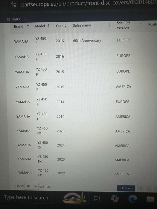 Protectie disc frana fata Yamaha YZ