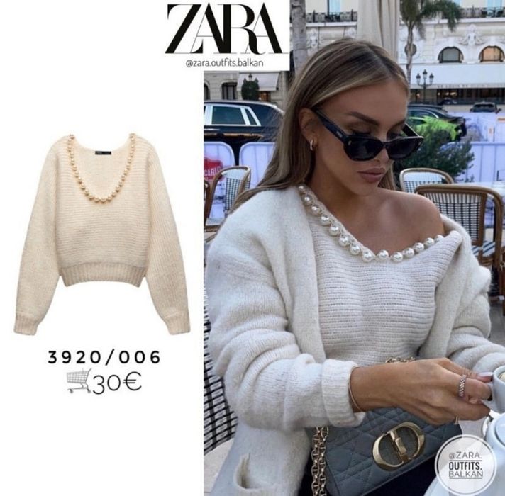 Пуловер с перли на Zara