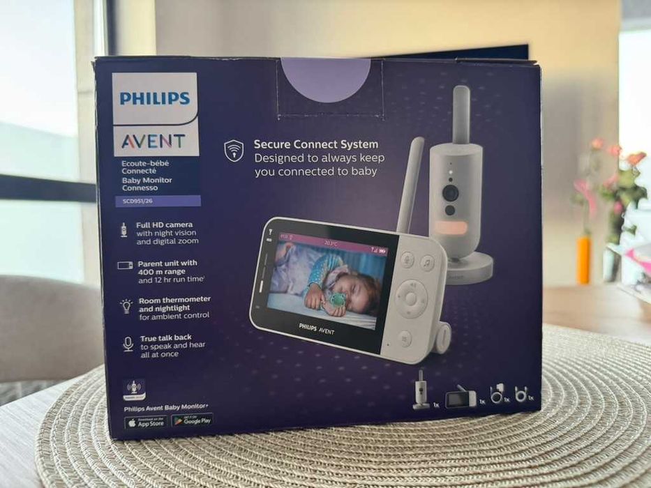 Philips Avent SCD951/26, Видеофон/Бебефон, HD камера, нощно виждане, детекция на движение (Нов, Неразопакован)