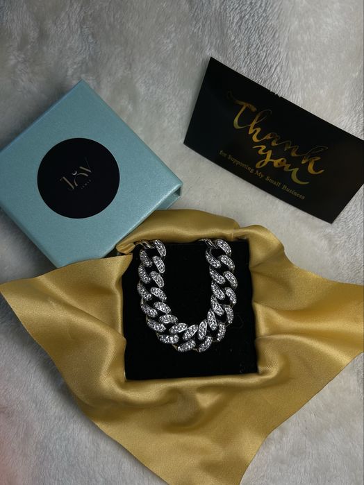 Bratara Cuban Argintie Ice Zirconiu Inox