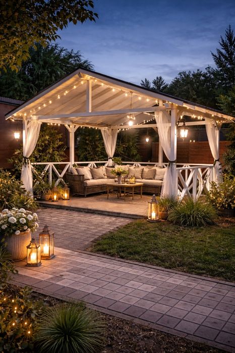 Беседка, топчан.