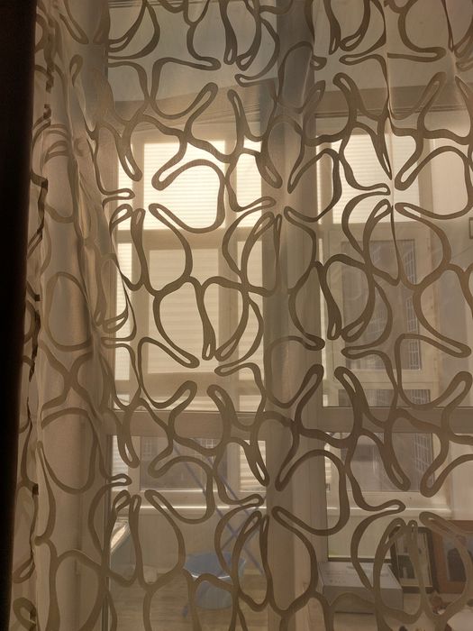 Тюль белый с белым рисунком "Цветы"