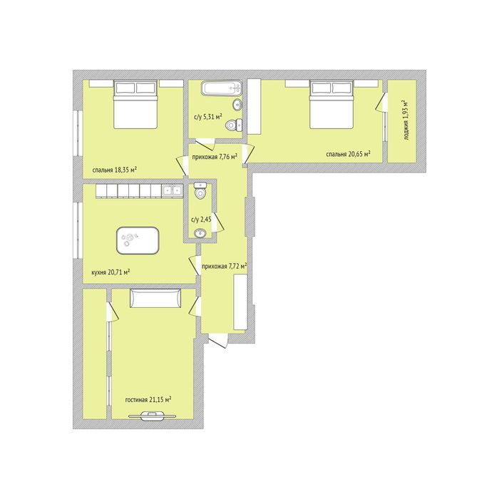 продается 3 ком кв