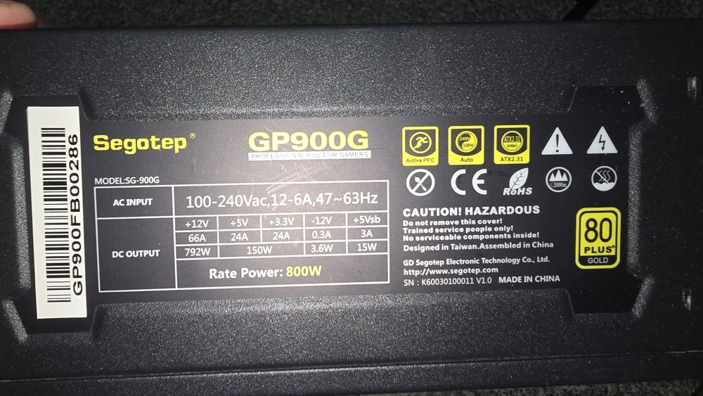 Sursa 800W Semi-modulara Segotep GP900G