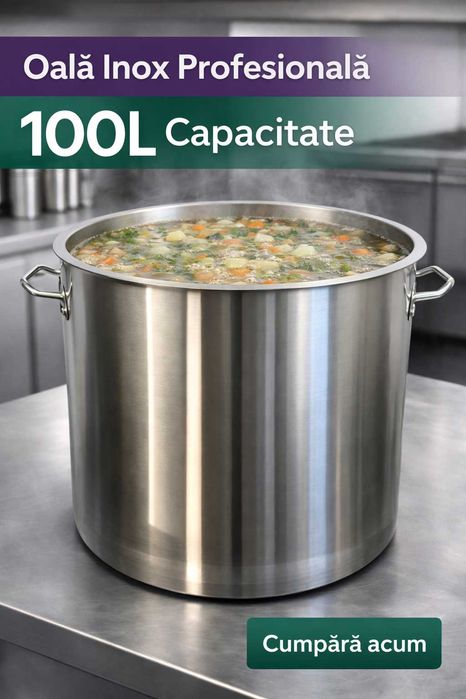 Oala inox profesionala 100L 50x50 cm pentru horeca catering