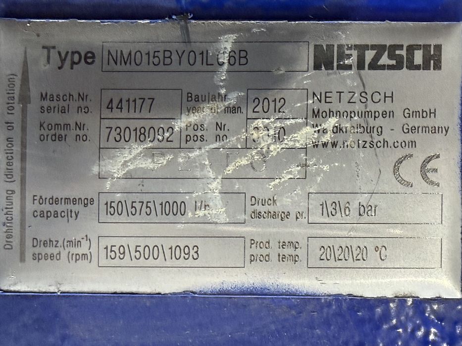 Нова шнекова/винтова помпа Netzsch 150-1000 l/h