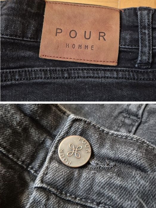 Blugi Premium Pour Homme, Denim Stretch, Negru, Bărbați - 36/32