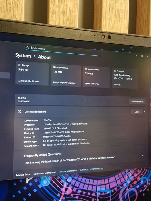 Ultrabook Lenovo ThinkPad T14 Gen 4 - i7 13th - 32 GB - 4 TB