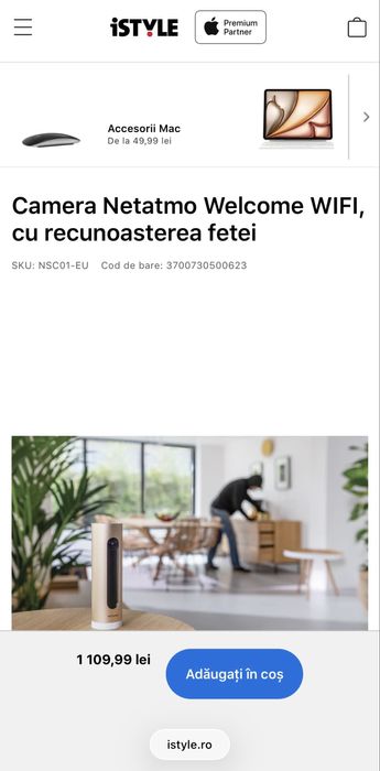 Camera video Netatmo Welcome Apple Homekit indoor