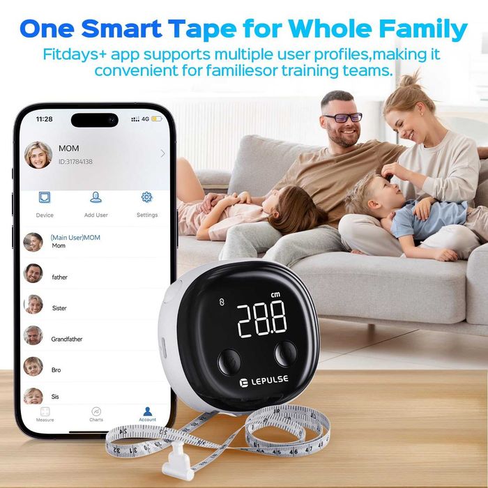 Lepulse Smart Body Roleta, Bluetooth измервателна лента за измерване на тялото, LED дисплей