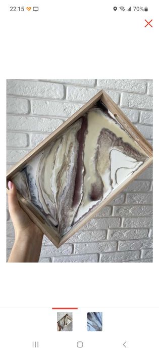 Поднос, дерево + эмаль, новый.