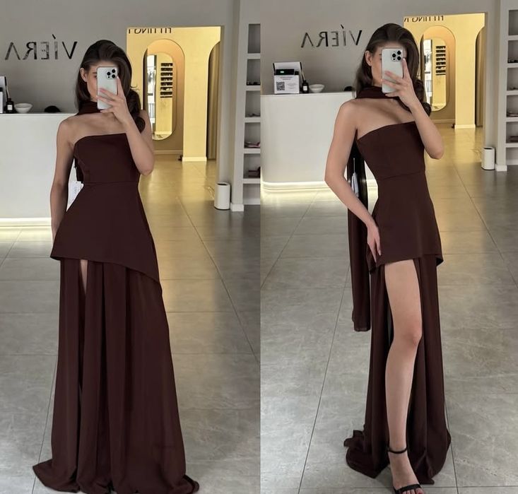 длинное платье с глубоким вырезом