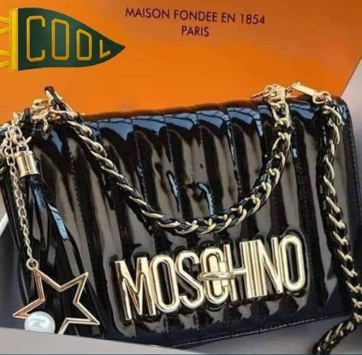 Geanta Moschino logo metalic, import Italia