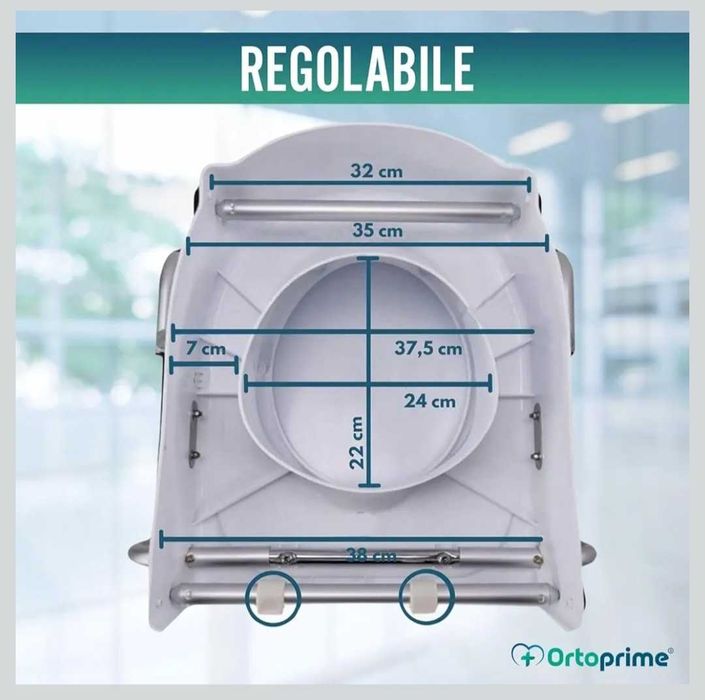 Inaltator scaun de toaletă OrtoPrime  rabatabil cu cotiere PRET REDUS