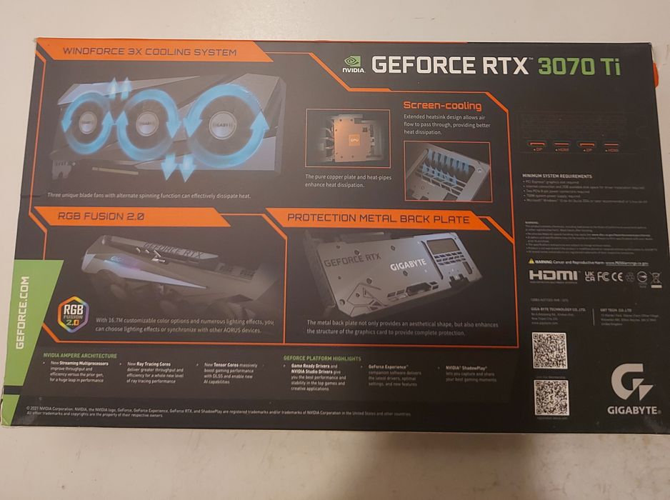 Placa video GIGABYTE GeForce RTX 3070 Ti gaming oc 8gb GDDR6X - NOUĂ / SIGILATĂ