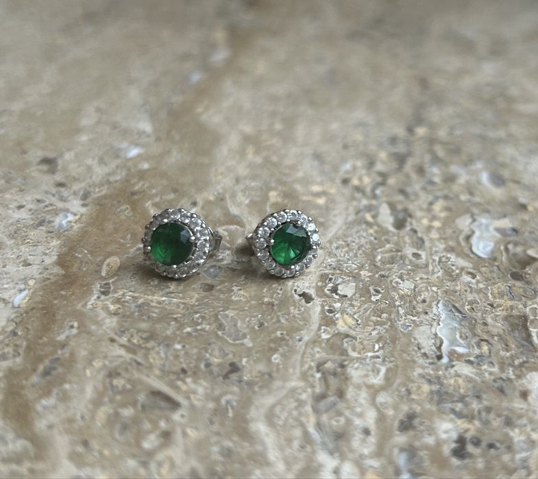 Cercei argint 925 cu piatra  verde