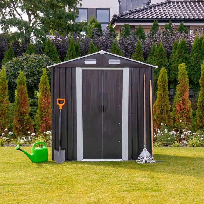 Градинска барака за инструменти SUNNY сива, 125×195х197 cm ДхШхВ