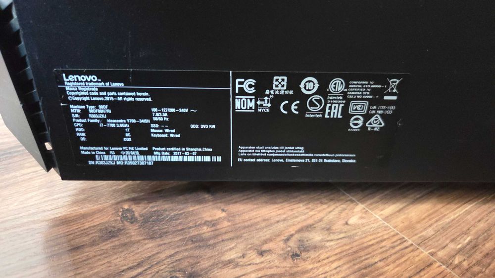 PC Gaming Lenovo i7-7700, ssd+hdd, win11, gtx 1060 6gb, 16gb ddr4 cl14