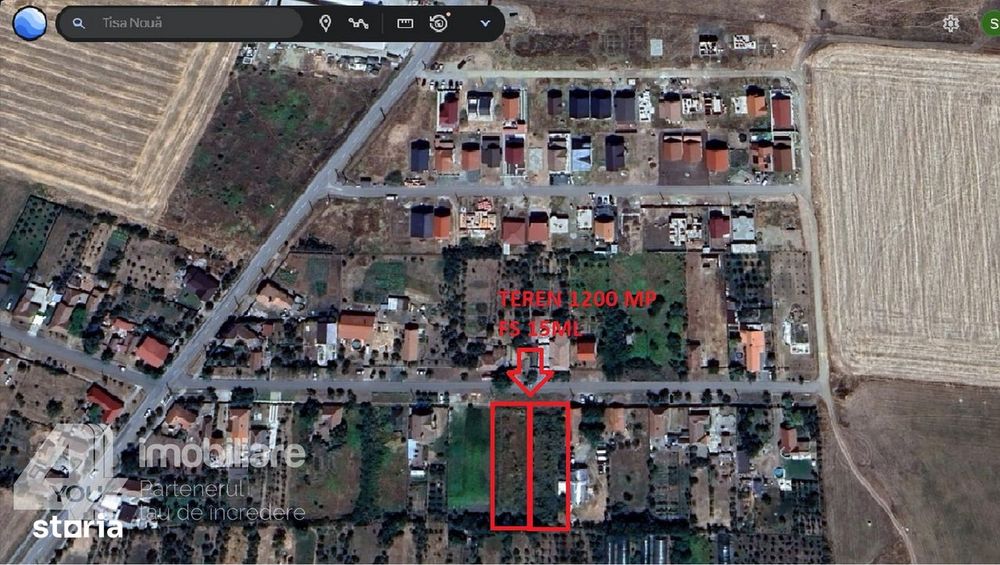 2 parcele teren intravilan 1200 mp Tisa Noua fs.15 ml