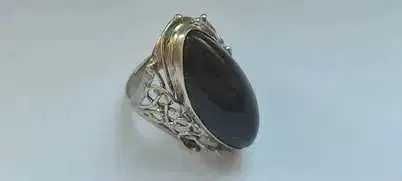 Красивое серебряное кольцо с камнем ОБСИДИАН