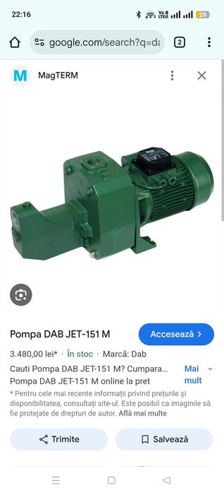 Pompa apa Dab Jet 151M putere 6 bari debit maxim 4.2 mc-h