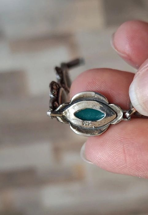 Set, brățară, pandantiv și inel - argint 925 cu abalone și marcasite