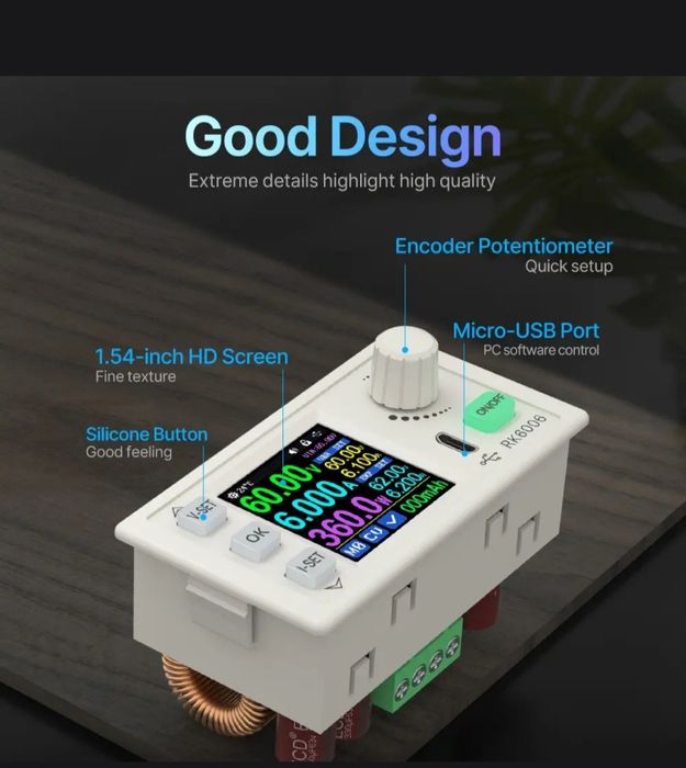 Регулируемый понижающий преобразователь постоянного тока RD RK6006