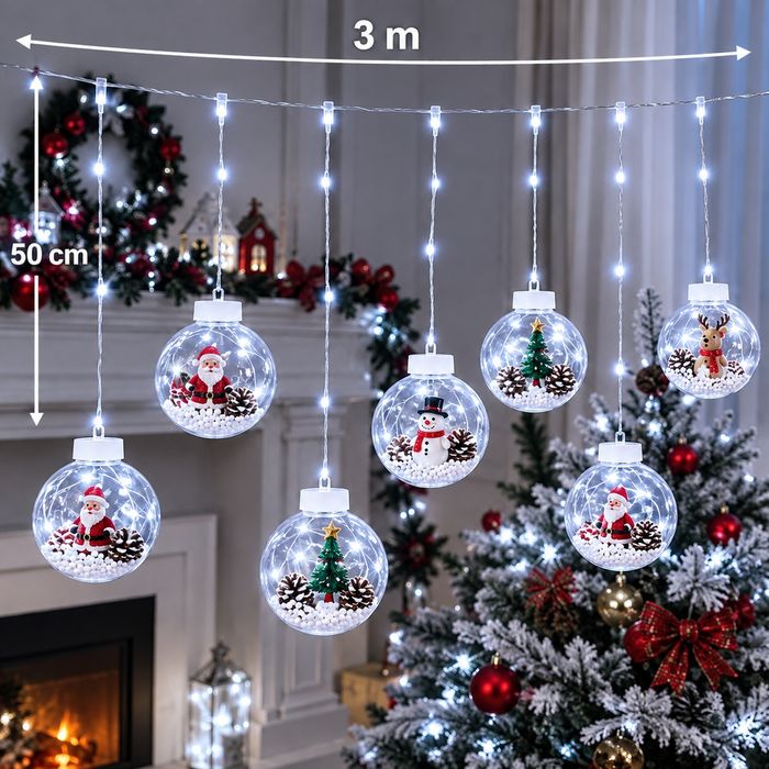 Instalații perdea Crăciun figurine/globulețe