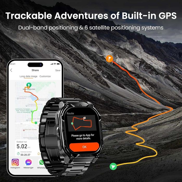 kospet Smartwatch robust cu carcasă integral metalică (standard militar), GPS integrat, (480 mAh), rezistență la apă 5ATM și IP69