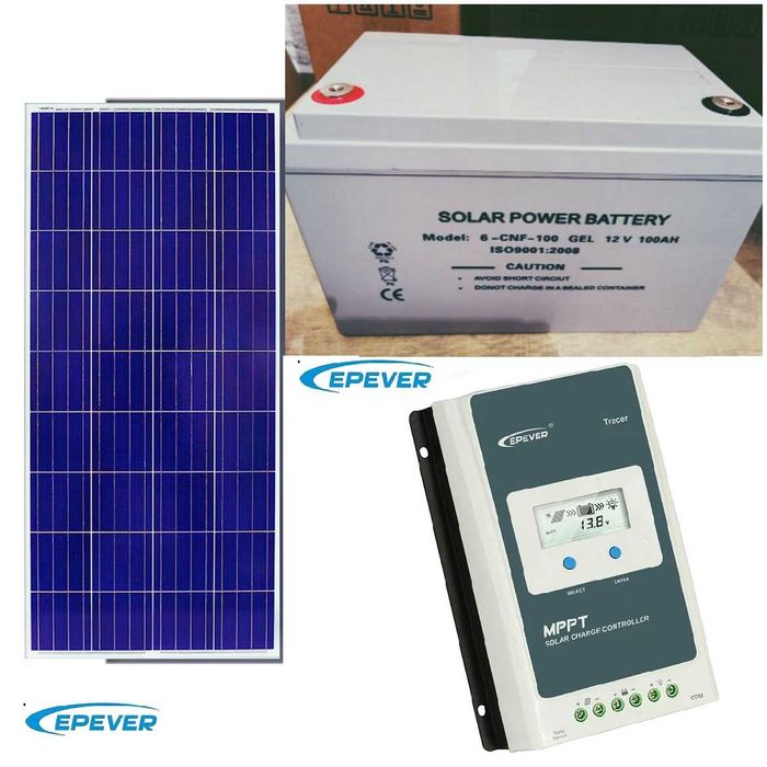 Готова Соларна система на 12v  100ah 170w 30А MPPT EPEVER Акумулатор