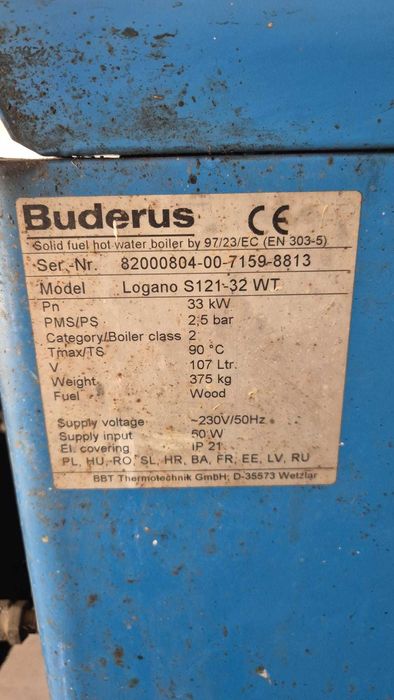 Cazan pe lemne cu GAZEIFICARE Buderus Logano S121 – 33 kW-  Disponibil