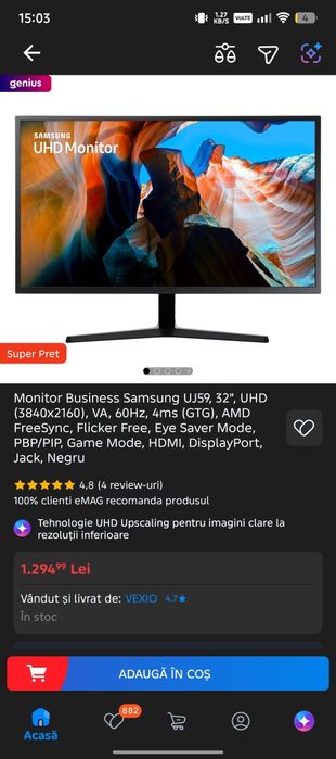 Vând Monitor Samsung 32 Inch 4k Business
