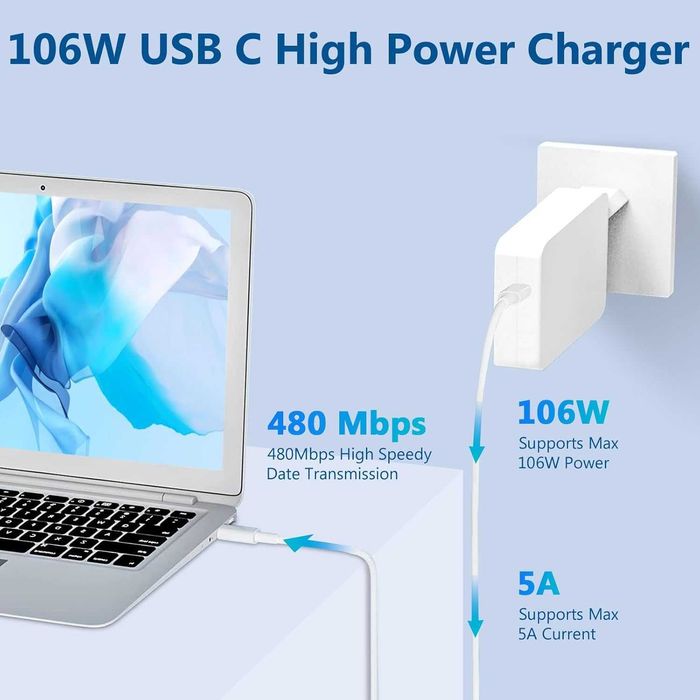 100 W USB C бързо зарядно устройство, съвместимо с Mac Book Pro
