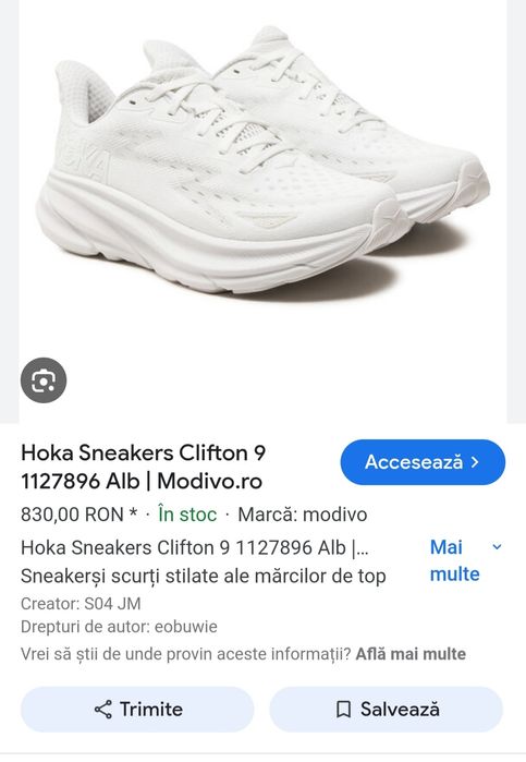 Pantofi alergare HOKA One One Clifton 9, adidasi neutri mărimea 38 2/3