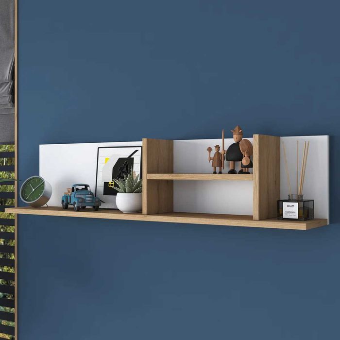 Декоративен стенен рафт Puzzle-home 2640, ПДЧ, Две цветови комбинации