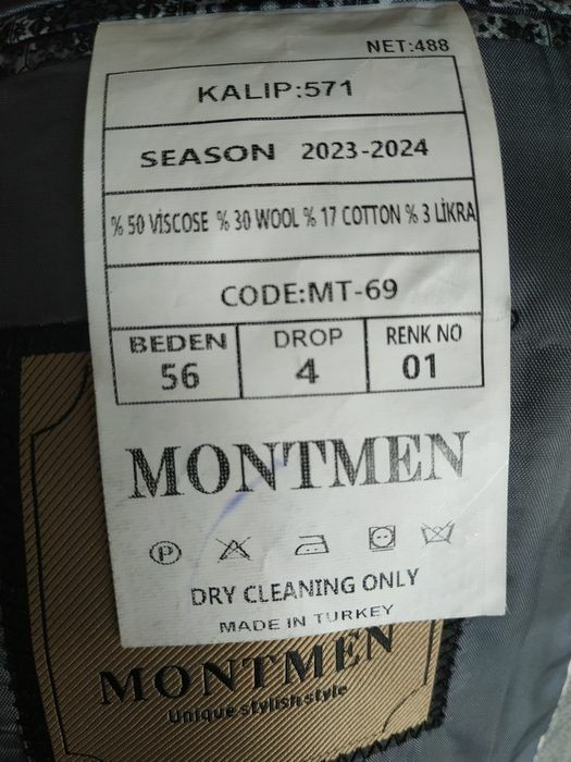 Sacou casual, bărbați Montmen gri cu dungi, casual mărime 56, stil clasic