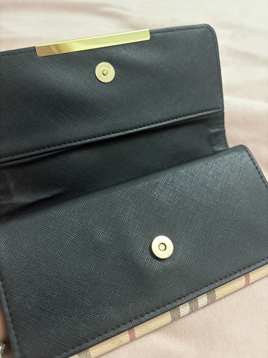 Burberry check flap wallet