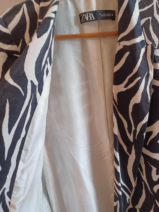Sacou Zara Alb/Negru