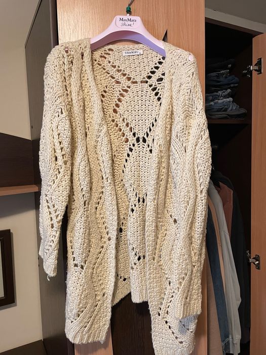 Pulover/ cardigan croșetat pe bej/ crem Madelia