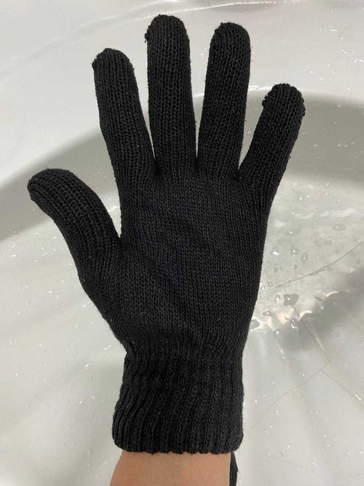 Перчатки теплые шерстяные двойные черные