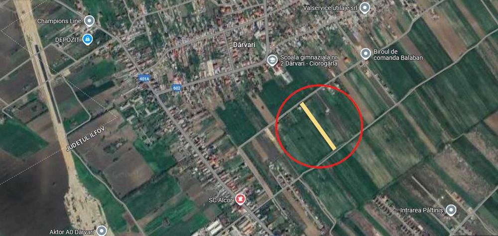 Teren intravilan sat Dârvari, comuna Ciorogarla, Ilfov