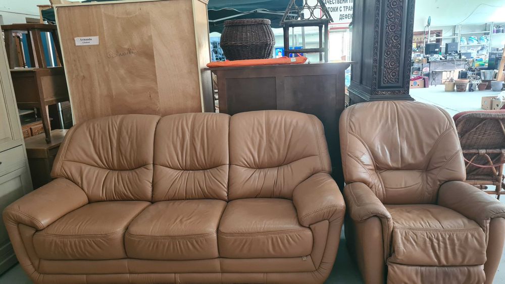 кожен диван 3+1 внос от Европа