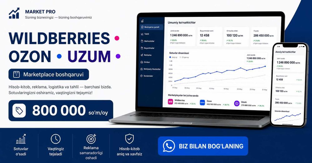 Uzum/WB/Ozon Marketda do'kon ochish va uni yuritish