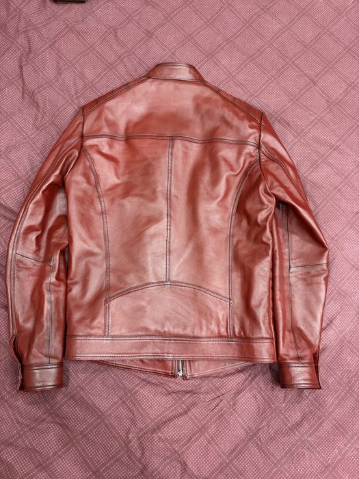 Червено мъжко яке естествена кожа