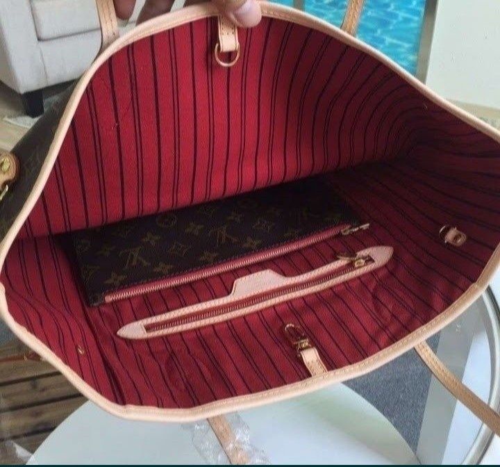 Geanta LV Neverfull piele naturala 100%,saculet,factura,card,certifica