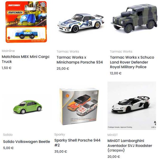 Matchbox, MiniGT, Sparky, Tarmac Works, Tomica, Welly (1:64 нови)